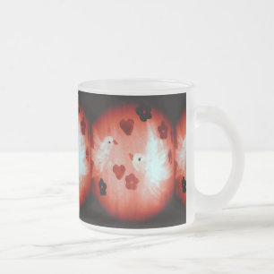 Caneca De Café Vidro Jateado Dove Love Birds
