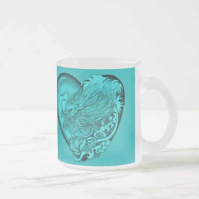 Caneca De Café Vidro Jateado Dragão Heart (Direita)