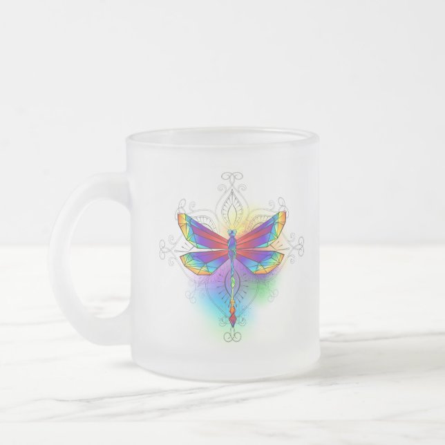 Caneca De Café Vidro Jateado Dragonfly Poligonal (Esquerda)