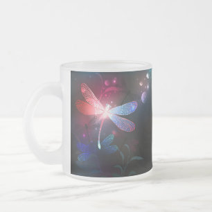 Caneca De Café Vidro Jateado Dragonfly vermelha