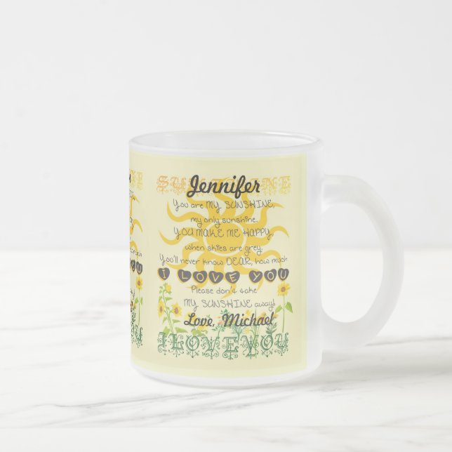 Caneca De Café Vidro Jateado É-lhe personalizada minha luz do sol (Direita)