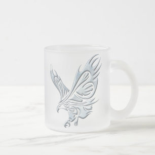 Caneca De Café Vidro Jateado Eagle tribal