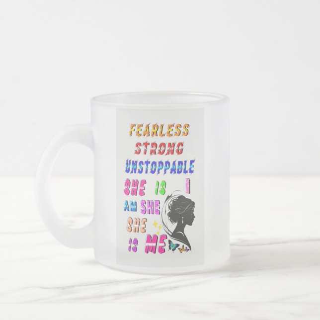 Caneca De Café Vidro Jateado Ela É Incessível E Forte (Esquerda)