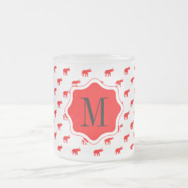 Caneca De Café Vidro Jateado Elefante de polkadot vermelho