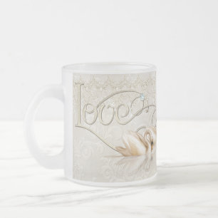 Caneca De Café Vidro Jateado Elegância Damask - Recem casados