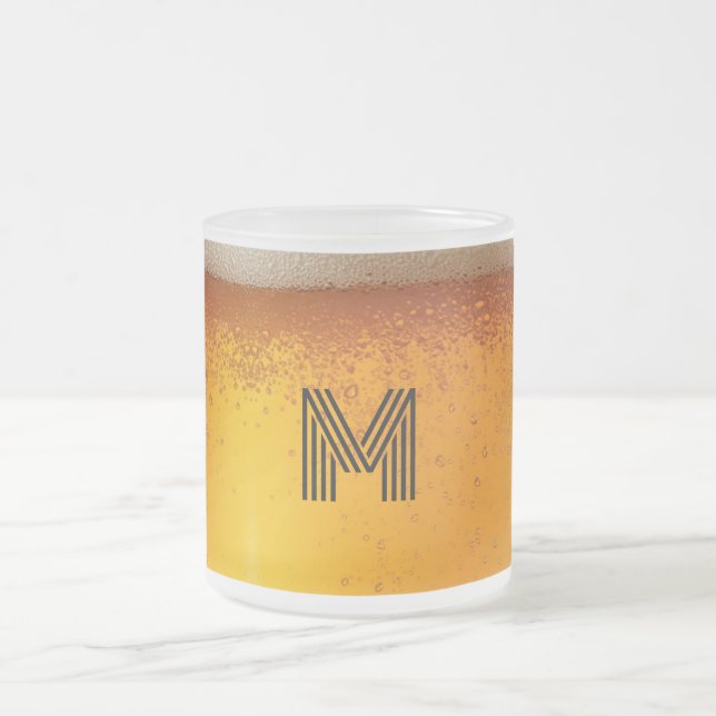 Caneca De Café Vidro Jateado Elegant Beer Monogram Christmas party (Centro)