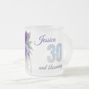 Caneca De Café Vidro Jateado Elegante Calla Lily aniversário de 30 anos Milesto