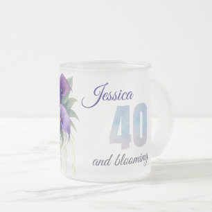 Caneca De Café Vidro Jateado Elegante Calla Lily aniversário de 40 anos Milesto