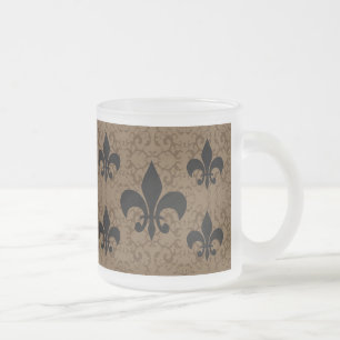 Caneca De Café Vidro Jateado Elegante Fleur-De-Lis