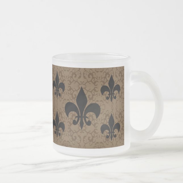 Caneca De Café Vidro Jateado Elegante Fleur-De-Lis (Direita)