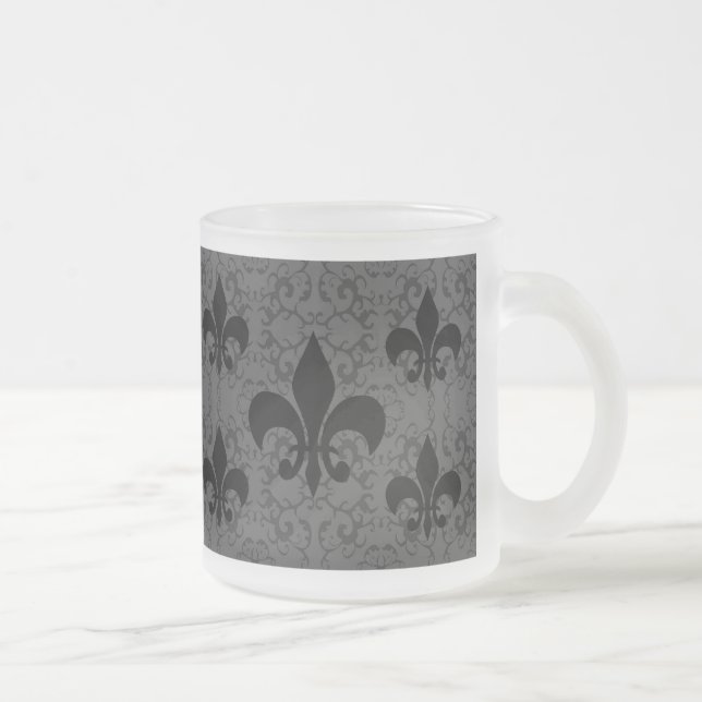 Caneca De Café Vidro Jateado Elegante Fleur-De-Lis (Direita)