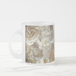 Caneca De Café Vidro Jateado Elegante Rosa Floral Padrão Petal