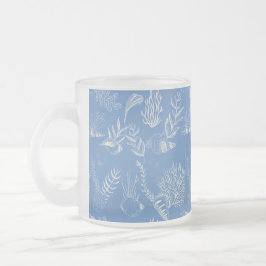 Caneca De Café Vidro Jateado Elegante toile azul oceano