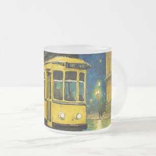 Caneca De Café Vidro Jateado elétrico amarelo numa noite estrelada - Budapeste