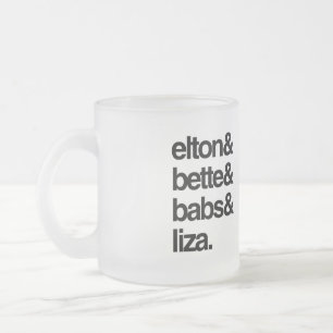 Caneca De Café Vidro Jateado Elton Bette Babs e Liza