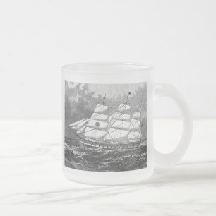 Caneca De Café Vidro Jateado Embarcação de vela antiga