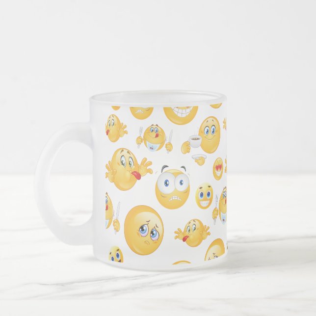 Caneca De Café Vidro Jateado Emoji Pattern (Esquerda)