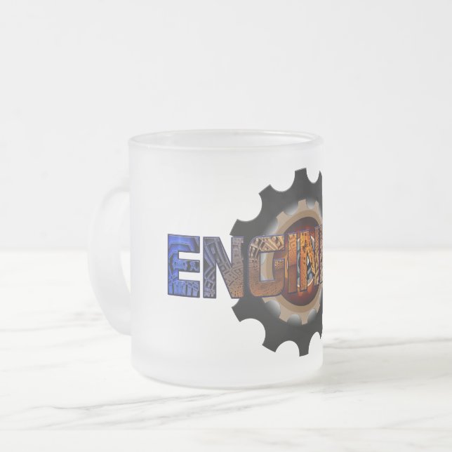 Caneca De Café Vidro Jateado Engenheiro (Frente Esquerda)