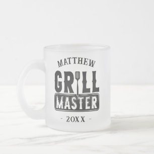 Caneca De Café Vidro Jateado Engraçado CHURRASCO Grill Mestre Personalizado Bar