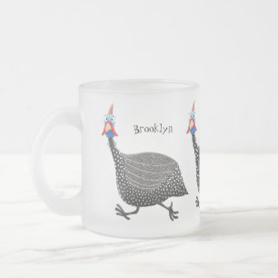 Caneca De Café Vidro Jateado Engraçado desenho animado de aves Guineafowl