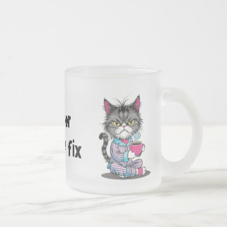 Caneca De Café Vidro Jateado Engraçado Fosco de Gato Engraçado com seu nome edi
