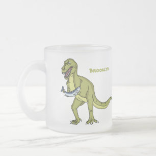 Caneca De Café Vidro Jateado Engraçado ilustração do dinossauro T rex