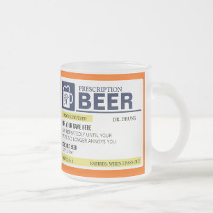 Caneca De Café Vidro Jateado Engraçado Receita Cerveja