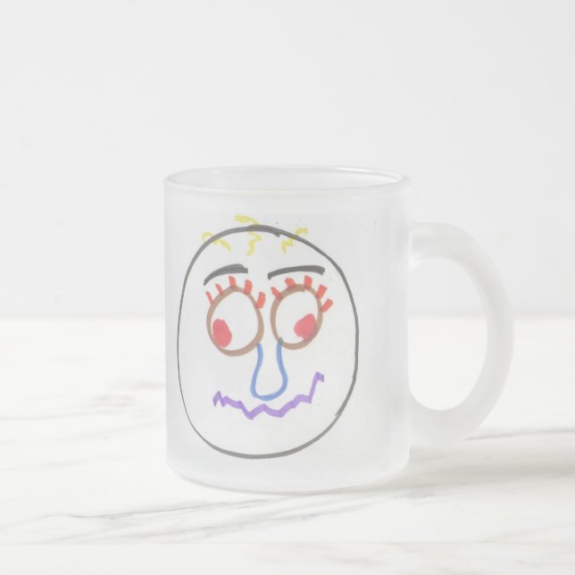 Caneca De Café Vidro Jateado Engraçado Rostos Fosco (Direita)