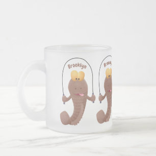 Caneca De Café Vidro Jateado Engraçado saltando desenho de peixe