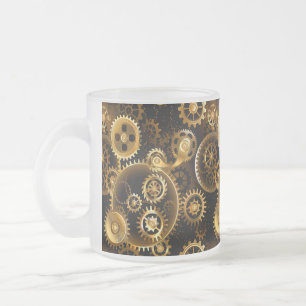 Caneca De Café Vidro Jateado Engrenagens de latão Steampunk perfeitas