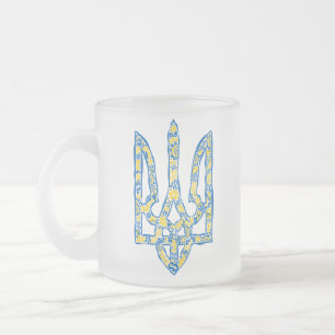 Caneca De Café Vidro Jateado Énica nacional ucraniana emblem trident trizub