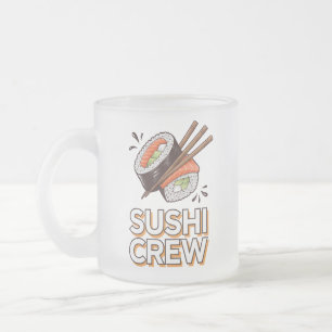 Caneca De Café Vidro Jateado Equipe de Sushi