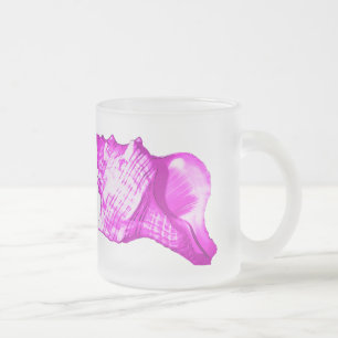 Caneca De Café Vidro Jateado Esboço da concha - tons de orquídea e branco