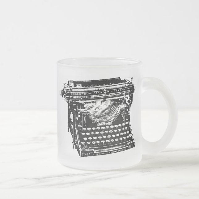 Caneca De Café Vidro Jateado Escritor da máquina de escrever do Underwood (Direita)