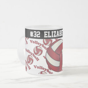 Caneca De Café Vidro Jateado Escuro - o voleibol vermelho personaliza