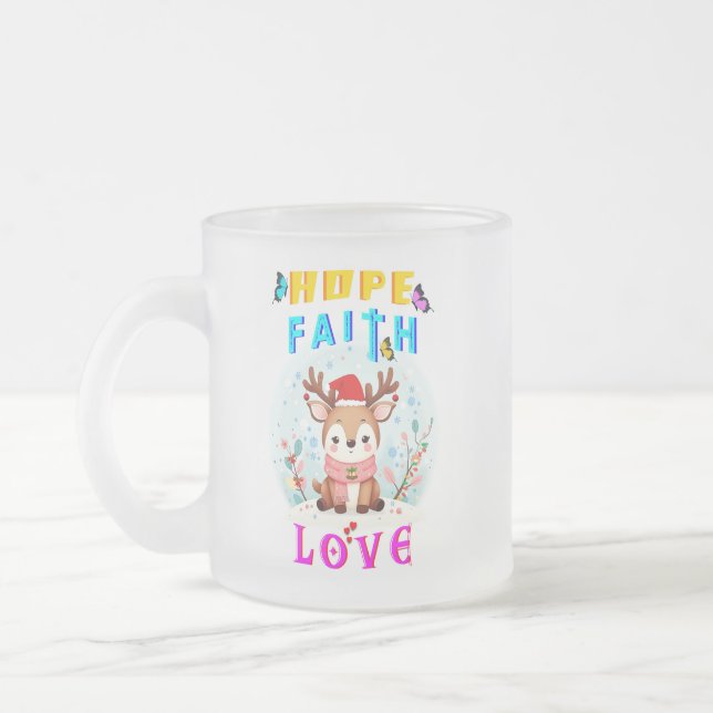 Caneca De Café Vidro Jateado Esperança Fé Amor (Esquerda)