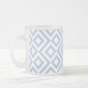 Caneca De Café Vidro Jateado Espessante Azul-Claro e Branco