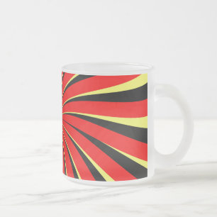 Caneca De Café Vidro Jateado Espiral Preto Amarelo Vermelho