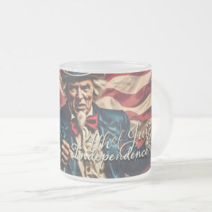 Caneca De Café Vidro Jateado Espírito de Liberdade em Vermelho, Branco e Azul