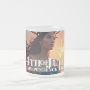 Caneca De Café Vidro Jateado Esplêndido Design de 4 de Julho - Fogos de Artifíc