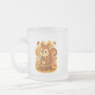 Caneca De Café Vidro Jateado Esquilo-branco e Laptop