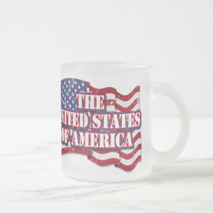 Caneca De Café Vidro Jateado Estados Unidos da América com bandeira aflita
