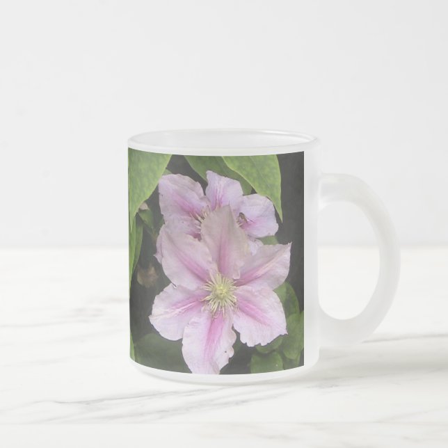 Caneca De Café Vidro Jateado Estilo de Vidro do Fosco Lily Rosa (Clematis) (Direita)