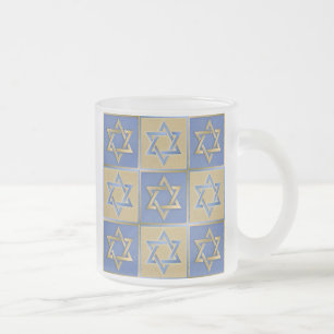 Caneca De Café Vidro Jateado Estrela Azul Dourada de David Art Panels