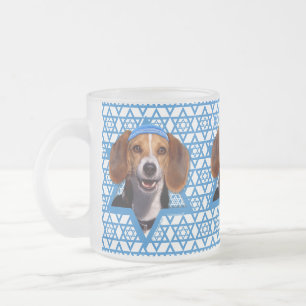 Caneca De Café Vidro Jateado Estrela de David de Hanukkah - lebreiro