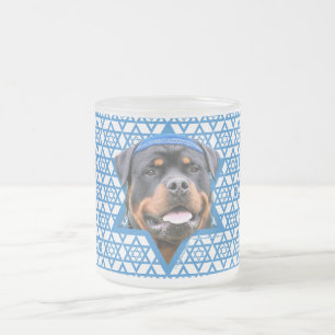 Caneca De Café Vidro Jateado Estrela de David de Hanukkah - Rottweiler