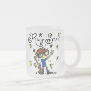 Caneca De Café Vidro Jateado Estrela do rock do menino do Redhead