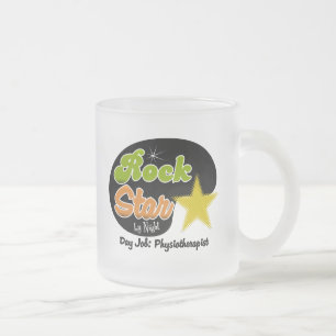 Caneca De Café Vidro Jateado Estrela do rock em a noite - fisioterapeuta do
