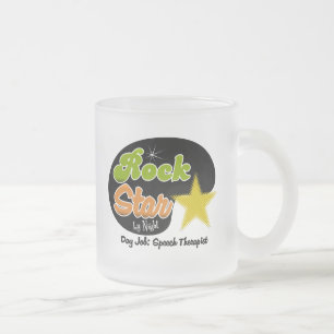 Caneca De Café Vidro Jateado Estrela do rock em a noite - terapeuta de discurso