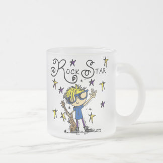 Caneca De Café Vidro Jateado Estrela do rock loura do menino